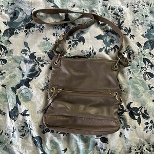 The Sak Taupe Leather Crossbody Purse